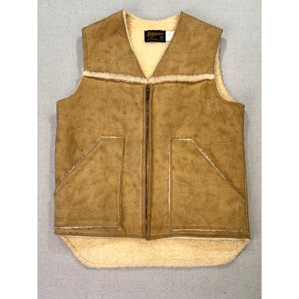 Vintage Swingster Men's Small World of Wearables Faux Suede Shearling Lined Vest